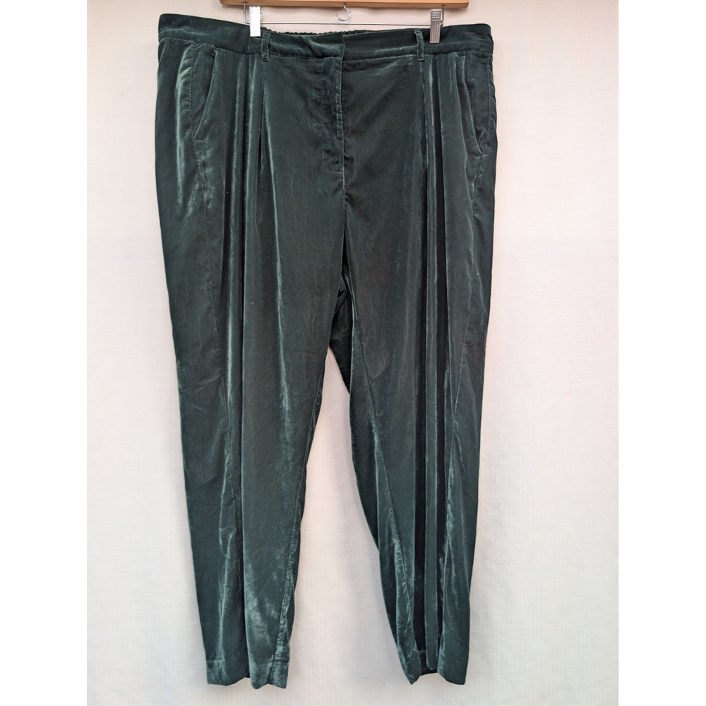 Old Navy Taylor Wide Leg Pants 2X Dark Green‎ Velvet High Waist Holiday Trousers